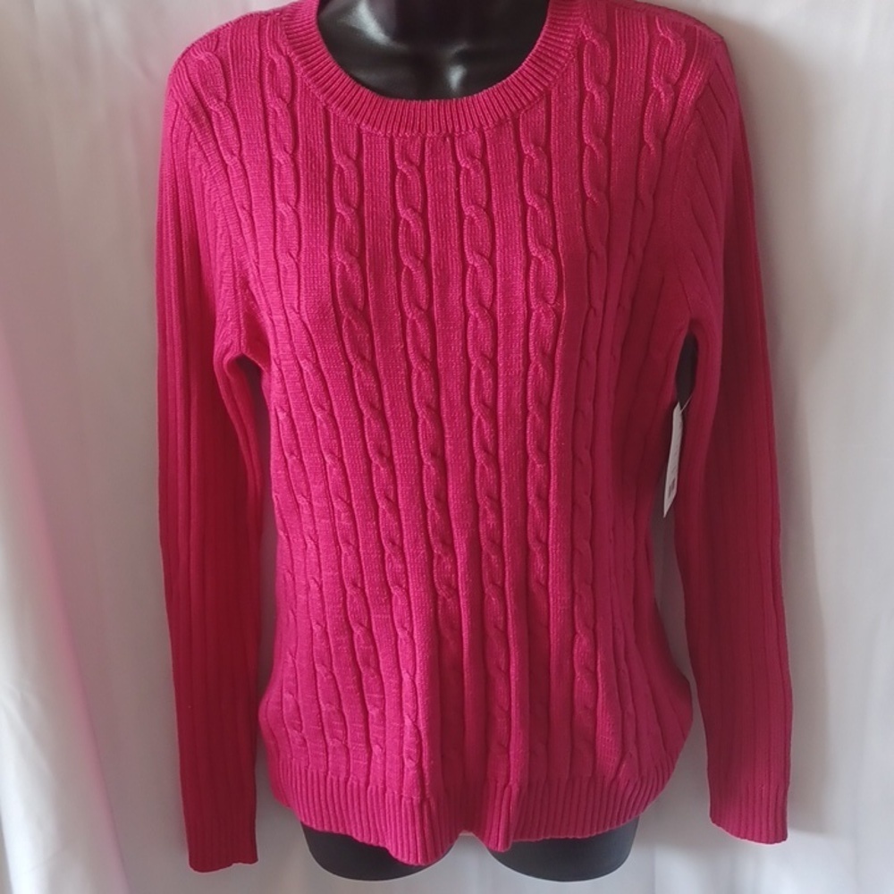 White Stag Cable Knit Sweater Women's M (8-10) Long Sleeve Acrylic Blend